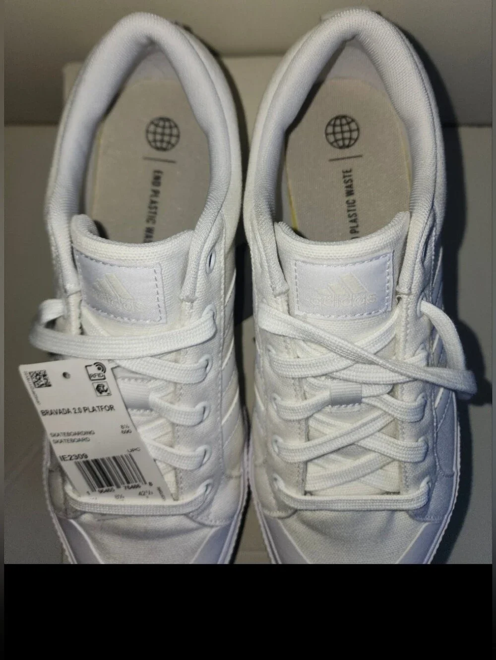 Adidas Bravada 2.0 White Platform Skateboarding Shoes, Athletic Sneakers 10